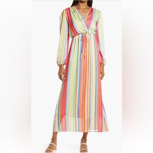 Fraiche by J rainbow long sleeve maxi dress, size medium.